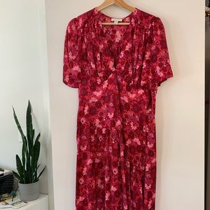 Topshop Aurelia Floral Print Midi Dress